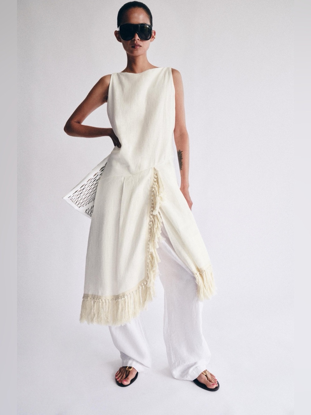 Zara Cream Fringe Dress NWT- Size S